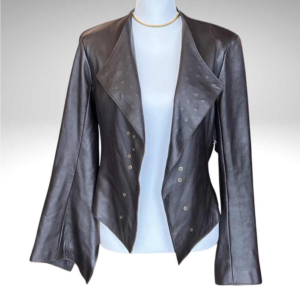 IKKS Genuine Leather Rivet Jacket EUC
